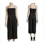 Shoshanna Black Wide-Leg Cropped Jumpsuit Size 6 Pleated Square Neck Womens Photo 2