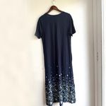 J Jill Womens Dresss Maxi Blue Floral Knit Pockets Shirt Sleeve Size Size M Photo 1