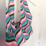 ZARA Satin Effect Crop Top Halter Top with Bold Unique Retro 70's 60's Print M Photo 2