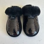 Bear paw Loki Exotic Black Sequin Slippers, Size 6, NWOT Photo 1