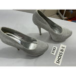 Womans Mascotte Linda Size 9 Silver Sparkly Slip On Platform Stiletto Pumps Photo 1