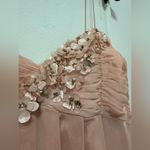 Adrianna Papell  Floral Applique Chiffon Dress Beaded Sz 8 Blush Pink Pastel Photo 3