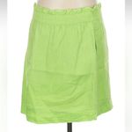 J.Crew A-Line Skirt in Vibrant Neon Lime Green 100% Linen Pull On Size 2 XS Photo 2
