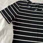 SheIn Black And White Striped Fitted Tee Dress Photo 2