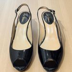 Calvin Klein Cole Haun Glossy Black Slingback Heels with Peep Toe Size 8.5 B Patent Luxury Photo 0
