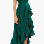 Mac Duggal Pleated Bodice High-Low Satin Cocktail Dress in Emerald Green NWT Photo 2