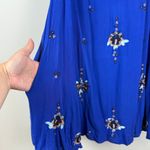 Free People Mini Dress Womens M Royal Blue Oxford Embroidered Oversized Bohemian Photo 8