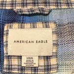 American Eagle EUC Women’s AE Outfitters Cropped Blue/Cream Plaid Flannel Shirt Size L Photo 1
