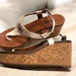 Lucky Brand white studded cork wedge sandals Women’s Size 8 Photo 0