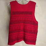 RUSS Women's Fair Isle Red Button front Sleeveless Grandma Sweater Vest |Sz:XL Photo 14