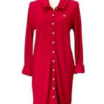 Lacoste  Shirt Dress Red Long Sleeve Button Front Pique Cotton Size 44 / US L 12 Photo 4