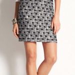 Ann Taylor Metallic Tweed Pencil Skirt Faux Leather Trim Black White Women's 12 Photo 1