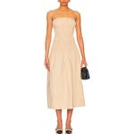 Majorelle Midi Dress Revolve Vanna Strapless Smocked Bust Beige Photo 2