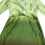 Worthington NWT  Satin Ombre Wrap Dress Midi Green Long Sleeve Career Party Sz Lg Photo 9