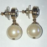 Elegant Gold Tone and Faux Pearl Drop Earrings Photo 2