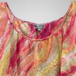 JM Collection Chiffon Overlay Top Ruffle Pink Blouse Women XL Sheer Off Shoulder Photo 1