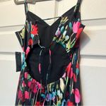 Liv Foster Dress Floral Printed Satin Long Maxi Open Lace Up Back Mermaid NEW Black Size 2 Photo 5
