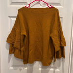 Madewell Women's Mustard Yellow Sweater Size L Ruffle Sleeve Knit Pullover Photo 0