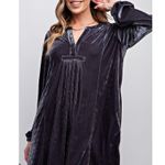 Indigo Soul gray velvet shirt dress size Medium Long sleeve Silver Tunic Photo 9