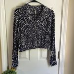 Free People Navy and White Speckled Blouse Photo 2