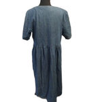 Vintage Cottagecore 80s Soft Denim Dress Pearl Button Front Floral Lace L Blue Size L Photo 2