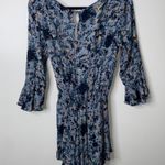 Free People All the Right Ruffles Romper Multicolored Blue Rain Jumpsuit Small Photo 4