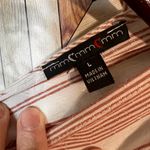 Mm mm mm White Striped Dusty Pink V Neck Adjustable Romper Women's Large Photo 5