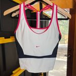 Nike  Dri-Fit Women's White, Hot Pink & Navy Blue Sports Bra Top Size Small Photo 1