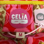 Celia B Colorful Floral Button Down Shirt Medium NWT Puff Sleeve Pink Photo 1