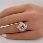 Rose Gold Pink Crystal Halo Boho Gemstone Ring Size 8 NWT Photo 0