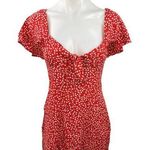 ZARA Red Floral Sweetheart Neck Flutter Sleeve Bow Smocked Back Mini Dress Sz S Photo 0