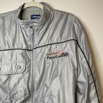 VINTAGE Holloway Finishline Silver Gray Bomber Windbreaker Jacket Size L Photo 8