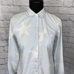 Old Navy classic denim button down star print shirt women size XS blue/white Photo 2