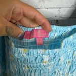 Simply Southern  Light Blue Daisy Print Puff Sleeve Smocked Peasant Blouse Photo 2