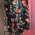 ZARA Large Black Floral Pleated 3/4th Sleeve Babydoll Mini Dress by Photo 5