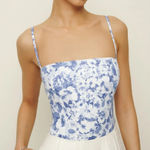 Reformation  Overland Linen Top Floral Print Summer Coquette Larkspur Size 0 Photo 0