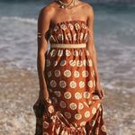 Free People Leanna Floral Burnt Orange Tube Maxi Dress Photo 1