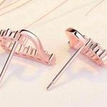 14K Rose Gold Plated CZ Cubic Zirconia Love Heart Stud Earrings Photo 2