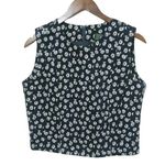 J. McLaughlin  10 Cotton Sleeveless Floral Crop Top in White on Black Photo 0