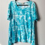 Jones New York Top Womens 1X Tie Dye Shark Bite Hem Stretch Cotton Breathable Photo 0