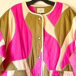Sézane Farel Patchwork Quilted Jacket Cotton Hera Pink Olive 44 EUC Photo 3