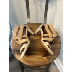 Donald Pliner Donald J Pliner Vida Cross Strap Suede Leather Tan Pink Sandals Zip Heels Size 7 Photo 4