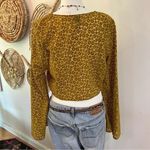 Wild Fable S578 Mustard Floral Tie Front Crop Top Boho Y2K Long Sleeve XXL Photo 5