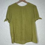 Loft  Women's Striped Crinkle Tie Sleeve Top Green White Size Large Photo 1