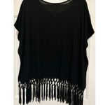 YA Los Angeles  Women's‎ Black Short Sleeve Fringe Blouse Size L Photo 1