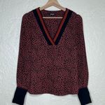 EXPRESS  Women's Terracotta Leopard Print V-Neck Cuffed Sleeve Blouse Small Photo 0
