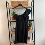 J.Crew NWT Woven Cotton Silk On Shoulder Ruffle Little Black Dress, 4T Photo 7