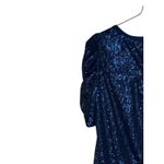 Anthropologie Women's Top Semi-Sheer Lined Sequin Ruched Puff Sleeve Blue Sz.2 Photo 10