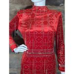 No Brand Mini Dress Red Velvet Rhinestone Long Sleeve Woman's Size Large‎ Photo 2