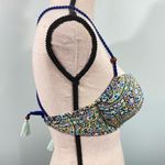 Victoria's Secret  Multicolor Paisley Getaway Halter Bikini Top Size 32DD Photo 3
